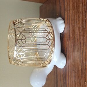 Bath & Body Works Gold and White Turtle Candle Holder